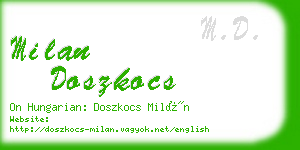 milan doszkocs business card